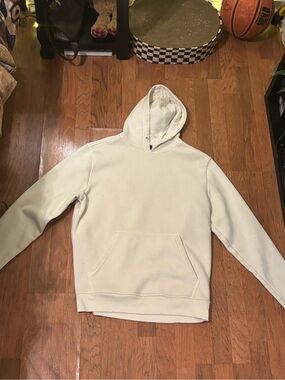 Mens White Hooded Pullover Sweatshirt - Unbranded